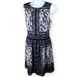 Vince Camuto Black Beige Floral Sleeveless Dress 12